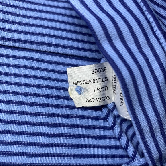 PETER MILLAR Rainfall Long Sleeve Polo Men's Striped Blue MF23EK81ELS Sz Large - Picture 4 of 6
